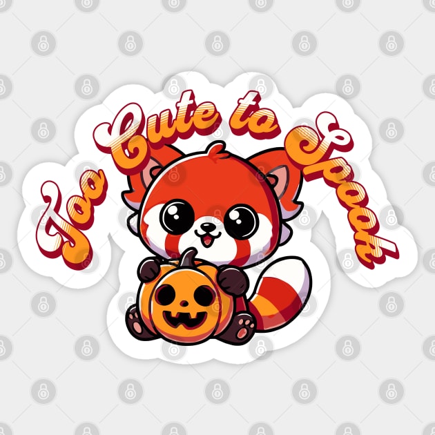 Halloween Red Panda Too Cute to Spook Cute Red Panda Pumpkin Sticker by Yesteeyear